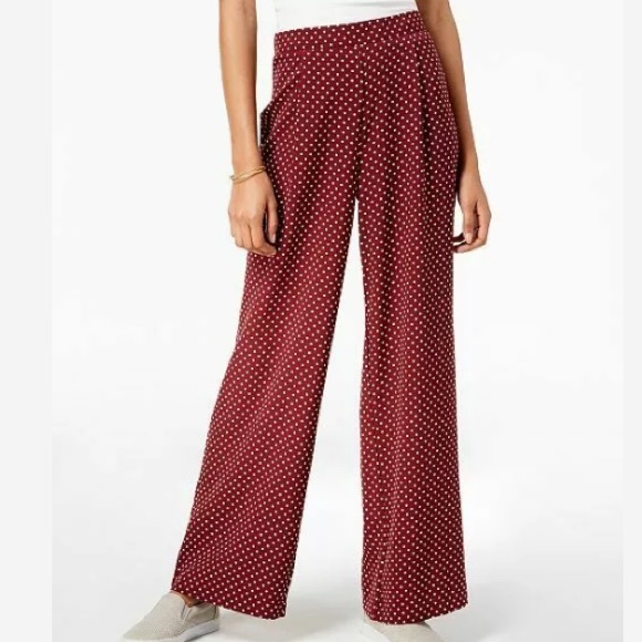 burgundy polka dot jumpsuit